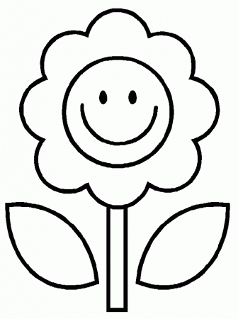 Smile Sun Flower Coloring For Kids - Flower Coloring Pages 