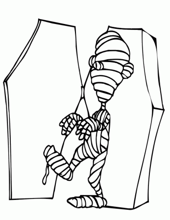 Mummy Coloring Page | Mummy Coming From Coffin