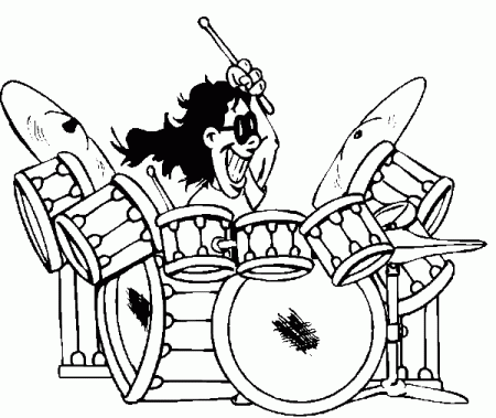 Drums & drummer coloring pages - Rock & Roll drummer coloring page ...