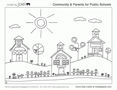 Colouring Pages Of School Building - Coloring