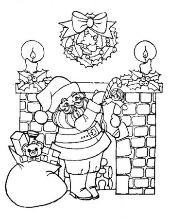 Santa Claus Decorate Fireplace Coloring Pages | Kids coloring ...