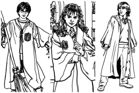 Harry Potter Ron Weasley And Hermione Granger Coloring Pages