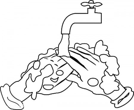 Cleaning Remaining Soap Hand Washing Coloring Pages : Coloring Sun