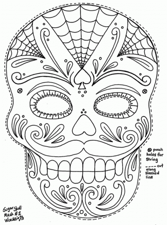 Dia De Los Muertos Skull - Coloring Pages for Kids and for Adults