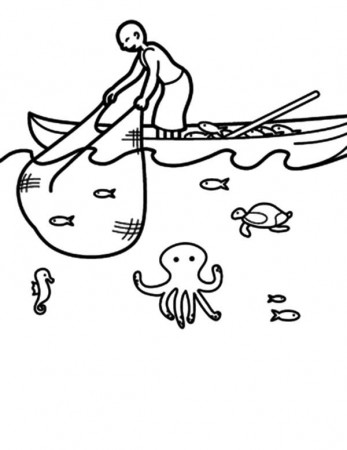 Fishing Boat, : Fishing Boat Catching Fish with Net Coloring Pages | Coloring  pages, Love coloring pages, Cow coloring pages