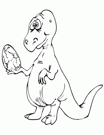 Dinosaur Coloring Page | Dinosaur Holding Cracked Egg