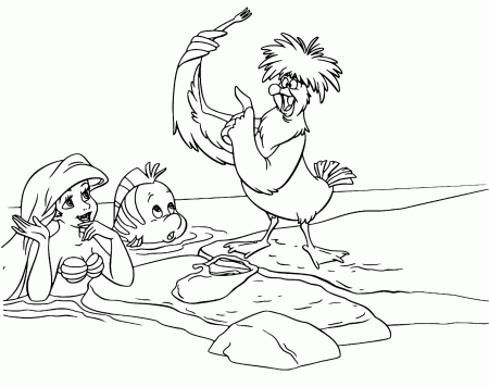 coloring book ~ Ariel And Flounder Admire Scuttle Explaining How ...