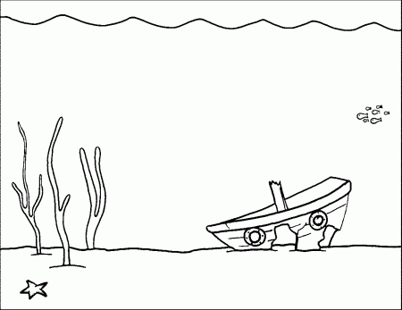 Old Scene Underwater Coloring Page | Wecoloringpage