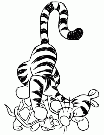 Tigger Petting Cute Turtle Coloring Page | Free Printable Coloring 