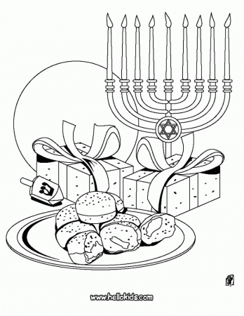 Chanukah symbols coloring page | Chanukah crafts