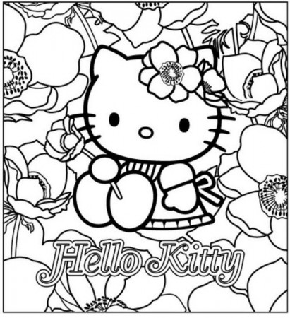 Hello Kitty with flowers - free coloring pages | Coloring Pages