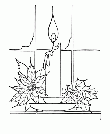 Christmas Candle In Window Coloring Page - Coloring Pages For All Ages