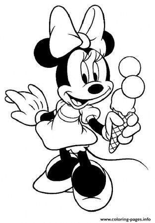 Minnie Having Ice Cream Disney Bbe9 Coloring Pages Printable