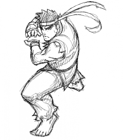 Street fighter coloring pages ryu