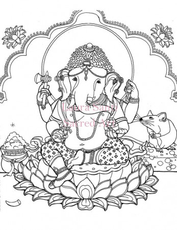 Ganesh Adult coloring page downloadable coloring elephant | Etsy