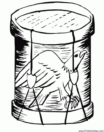 Fourth of July Coloring Page | Eagle on Drum