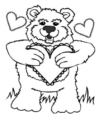 Happy Valentine Teddy Bear Coloring Pages