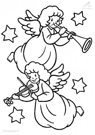 Christmas Angels Coloring Page With 2 Cute Angels Funny Coloring 