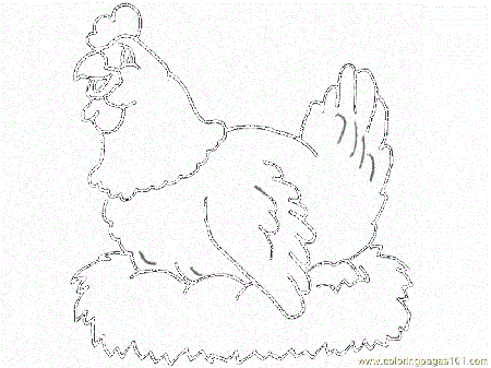 Coloring Pages Hen lay on nestle (Birds > Chicks, Hens and 