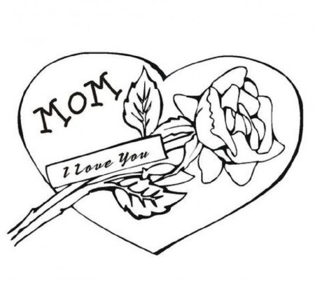 I Love You Mom Greeting Card Coloring Pages | Coloring