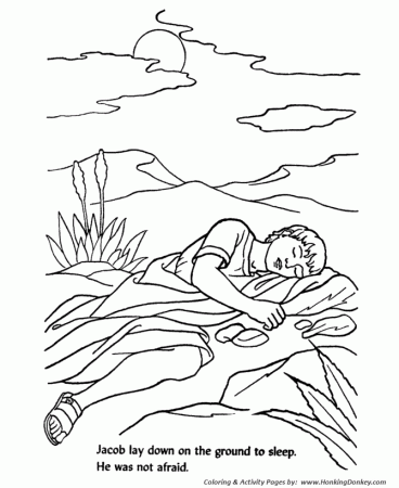 Bible Story characters Coloring Page Sheets - Jacob slept on the ground coloring  page - Sunday School and VBS pages | HonkingDonkey