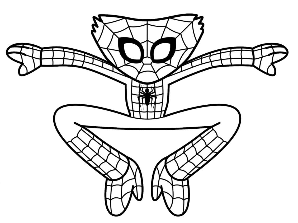 Coloring page Huggy Wuggy Spider-Man Print Free