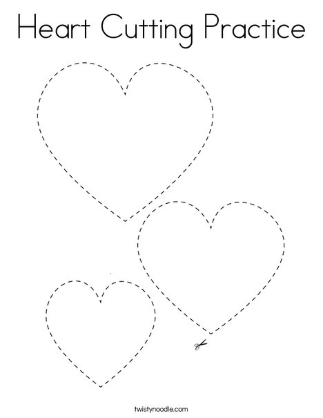 Heart Cutting Practice Coloring Page - Twisty Noodle