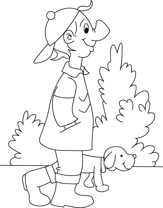 Boy walking with the puppy coloring page | Download Free Boy walking with  the puppy coloring page for kids | Best Coloring Pages