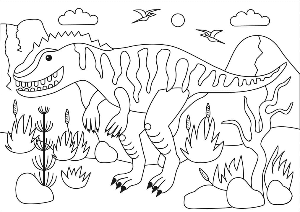 Simple Giganotosaurus Coloring Page - Free Printable Coloring Pages for Kids