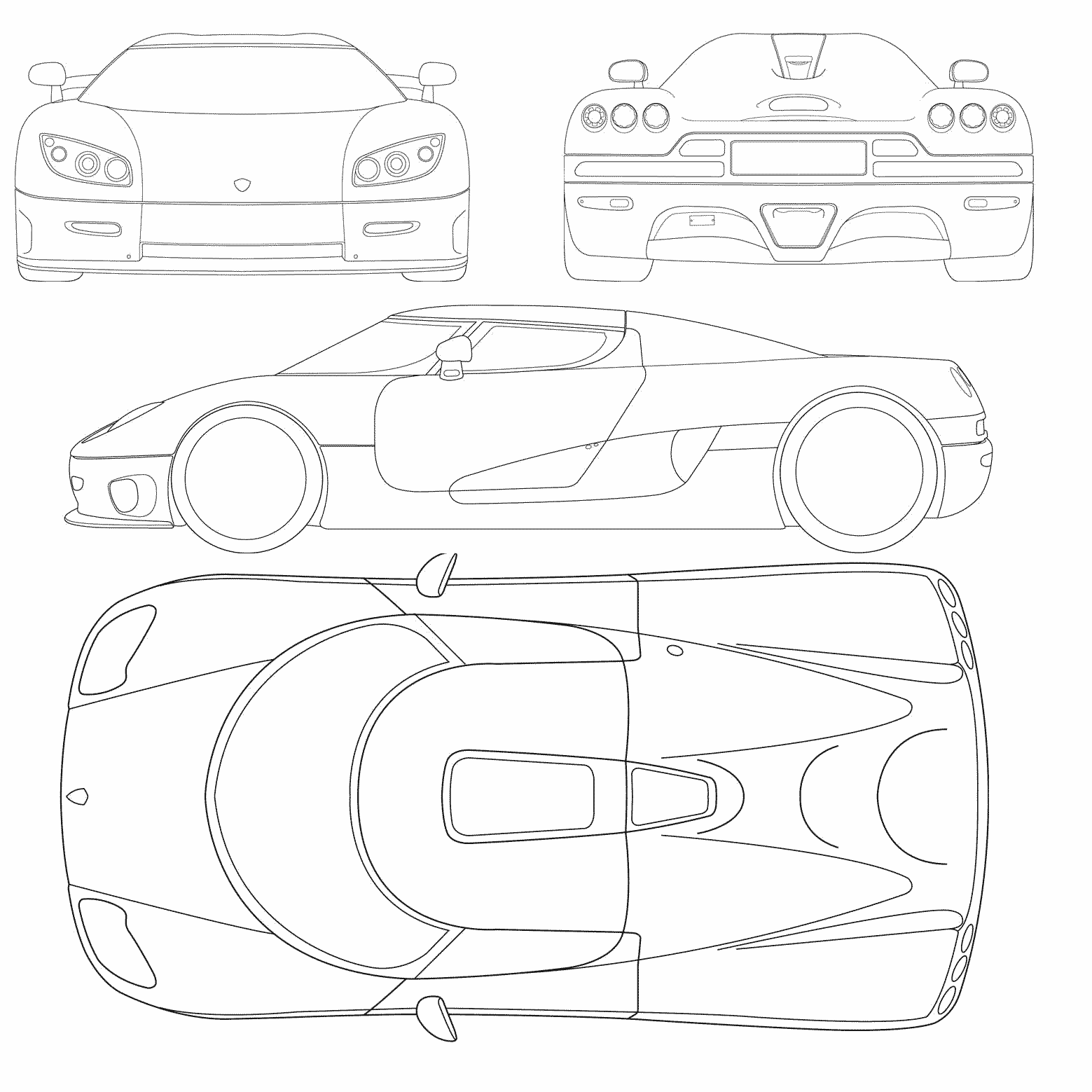 Koenigsegg CCR Blueprint - Download free blueprint for 3D modeling