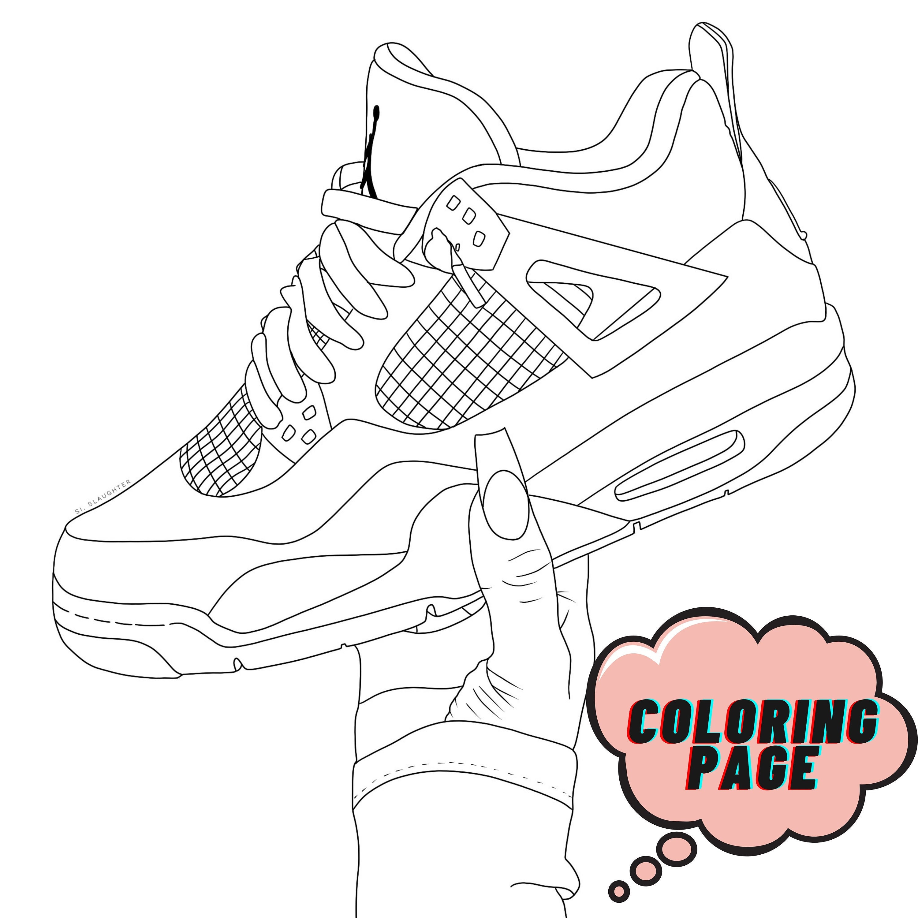 Air Jordan 4 Retro Coloring Page - Etsy ...