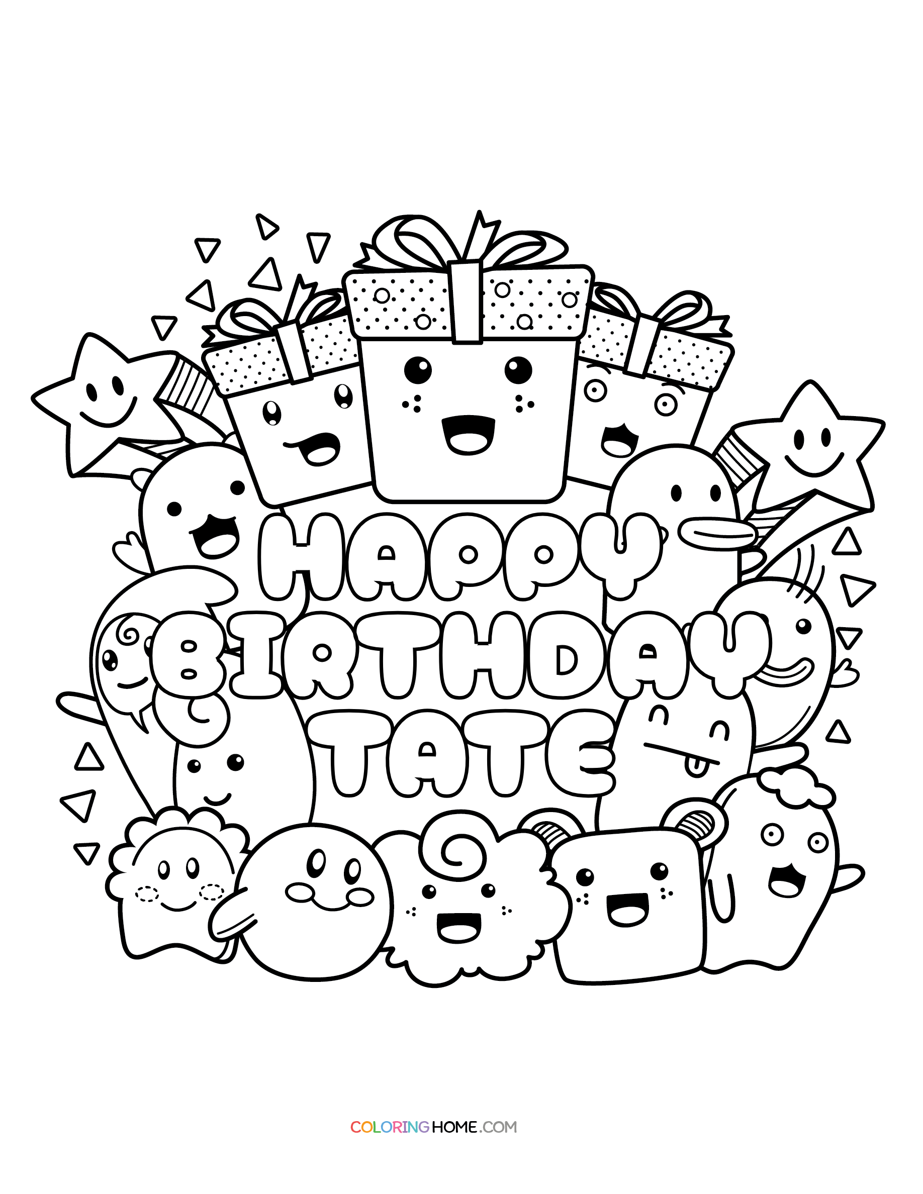 Happy Birthday Tate coloring page