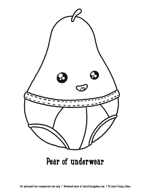 Funny coloring pages for kids - Pear of Underwear — Learn Funny Jokes
