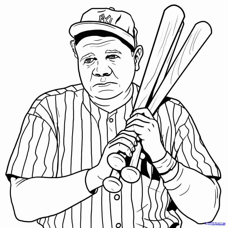 Babe Ruth Coloring Pages - Coloring Home.