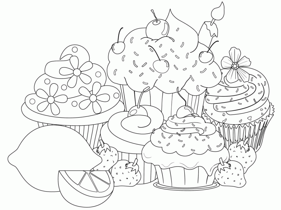 Of Cupcakes - Coloring Pages for Kids and for Adults