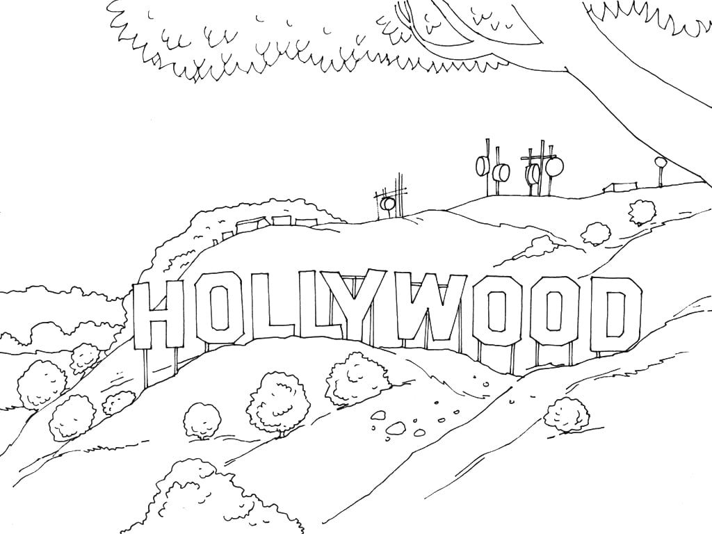 Get the coloring page: Hollywood Sign | 50 Printable Adult Coloring Pages  That Will Help You De-Stress | POPSUGAR Smart Living Photo 27