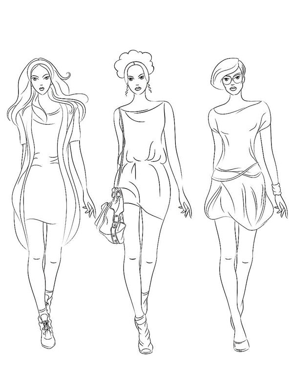 3 Top models Coloring Page | 1001coloring.com
