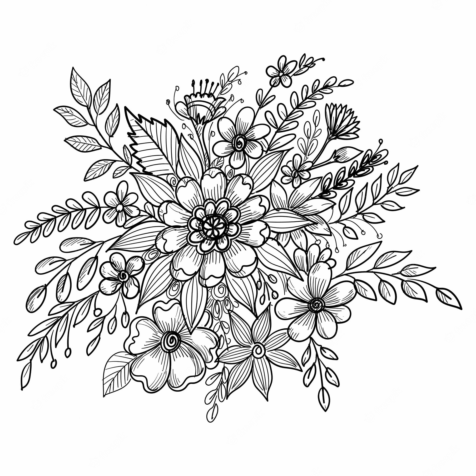 Floral Coloring Pages Images - Free Download on Freepik