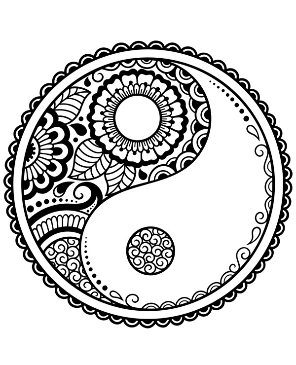 Ying Yang symbol printable image to color