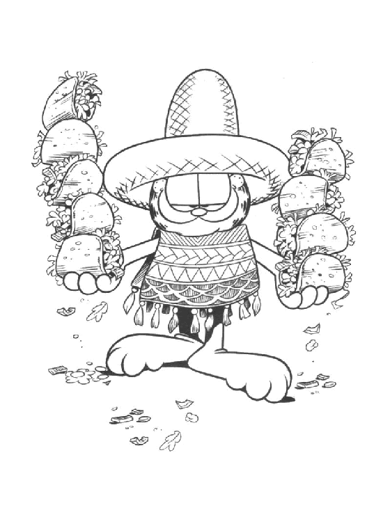 Garfield Tacos coloring page | Food coloring pages, Free coloring ...