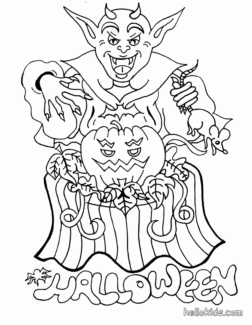 HALLOWEEN MONSTERS coloring pages - Devil monster