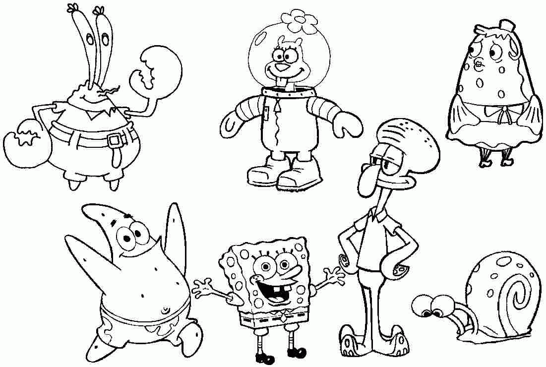 Spongebob Squarepants Characters Coloring Pages Coloring