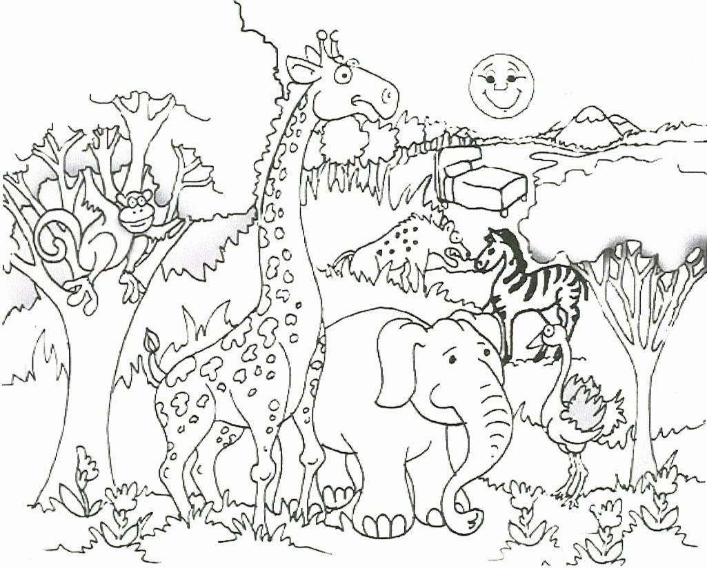 Coloring Pages Safari Animals Funny Coloring Page Free Printable ...