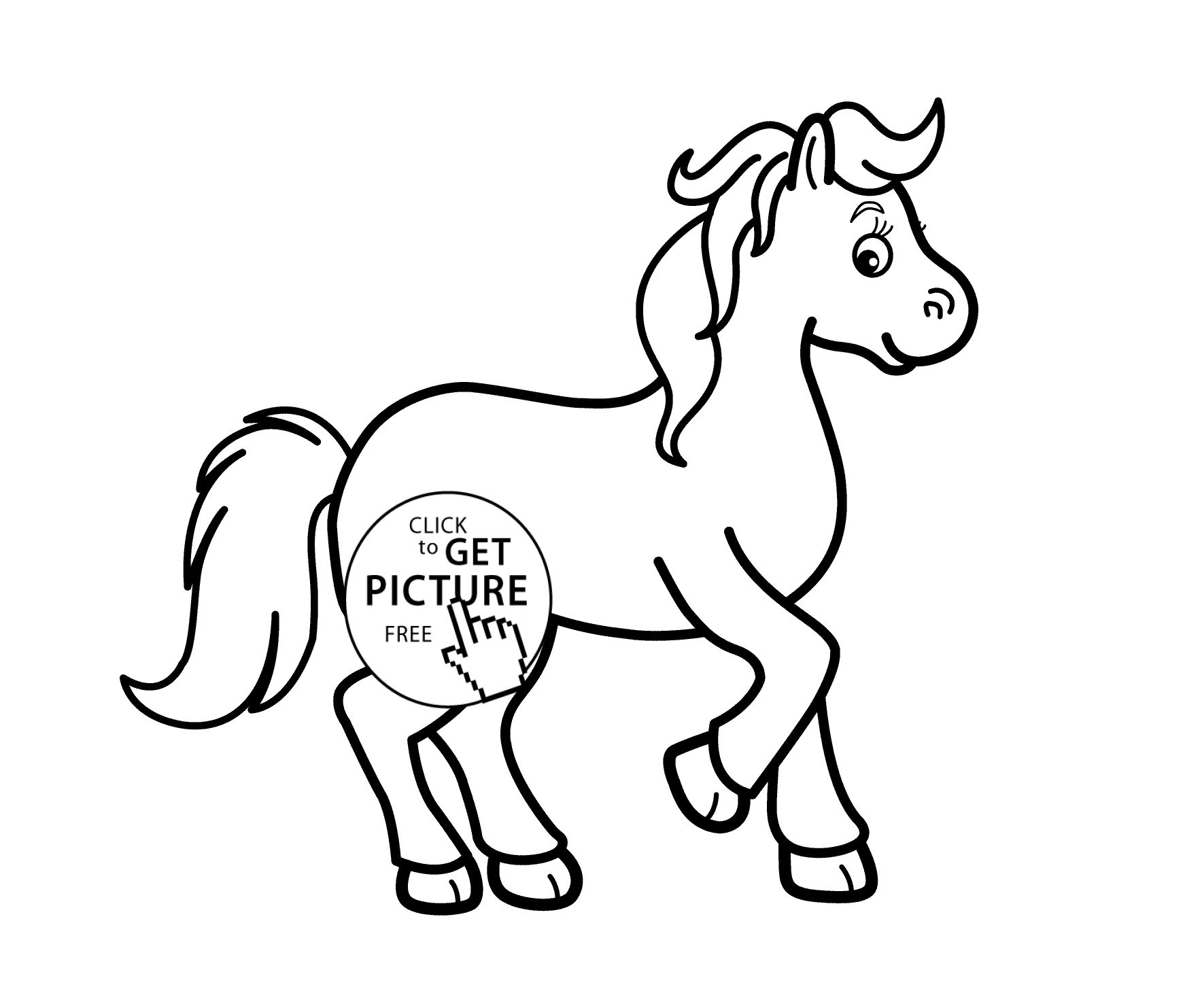 Little horse - cartoon animals coloring pages for kids, printable free