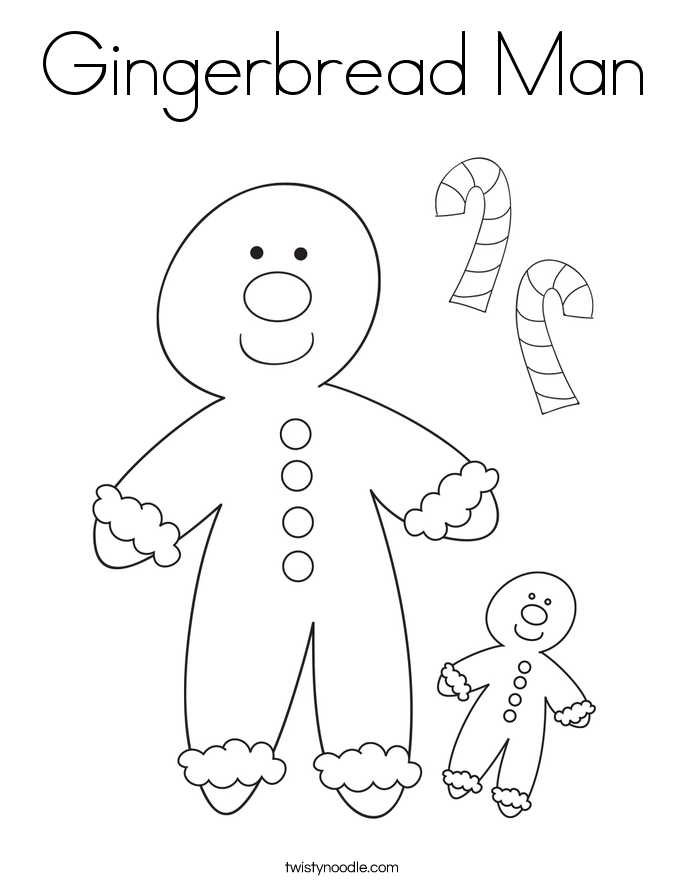 Gingerbread Man Coloring Page - Twisty Noodle