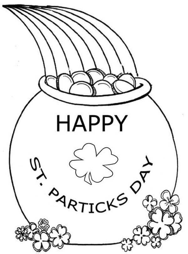 Celebrating St Patricks Day with a Pot of Gold Coloring Page ...