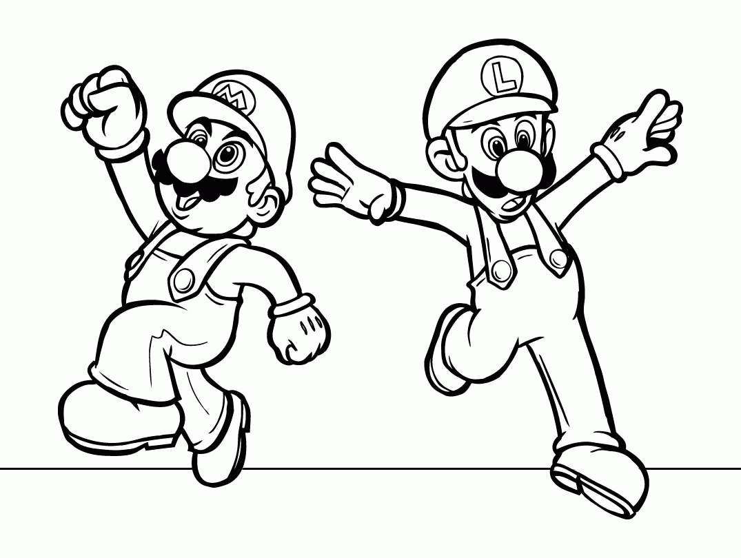 Mario Coloring pages - Black and white super Mario drawings for ...