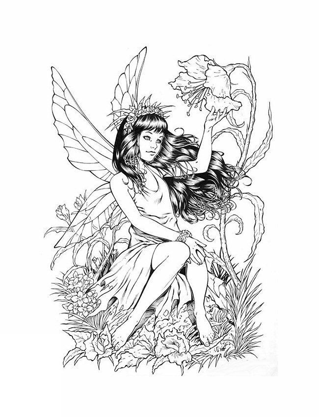 coloring pages of fairies for adults  coloring home