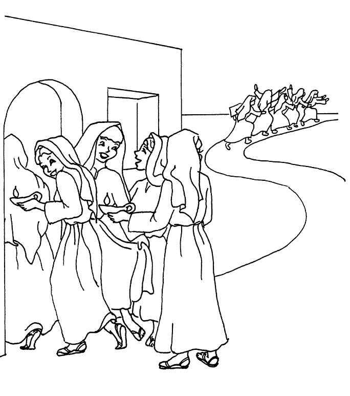 The Parable of the Ten Bridesmaids - Coloring Page