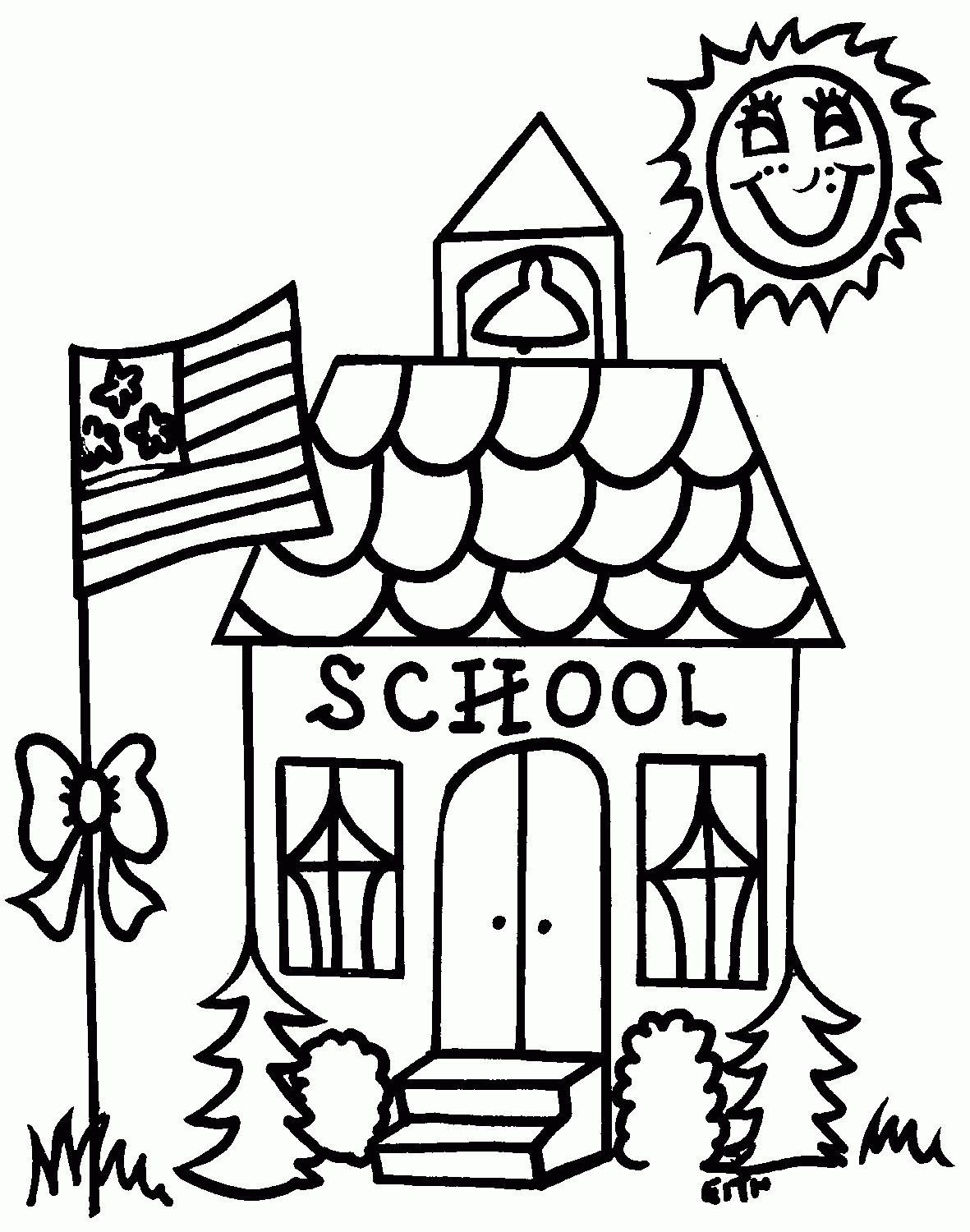 School Building Coloring Page